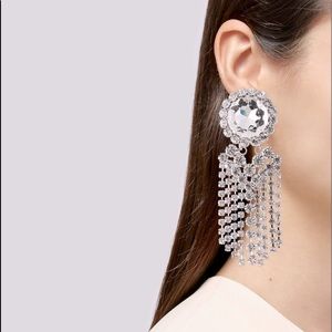 Alessandra Rich Crystal Fringe clip on earrings